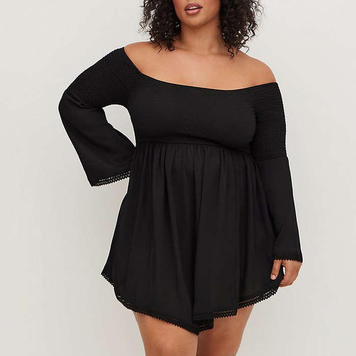 Torrid Smocked Off Shoulder Dress Swim Cover Up