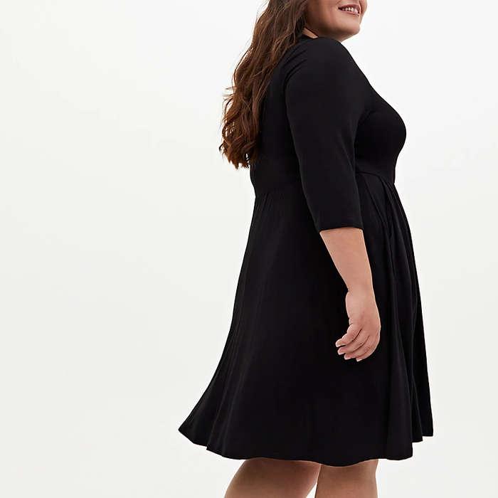 Torrid Super Soft Black Mock Neck Midi Skater Dress