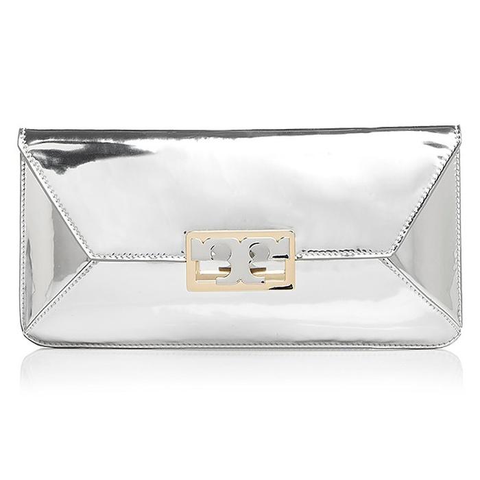 Tory Burch Gigi Metallic Leather Clutch