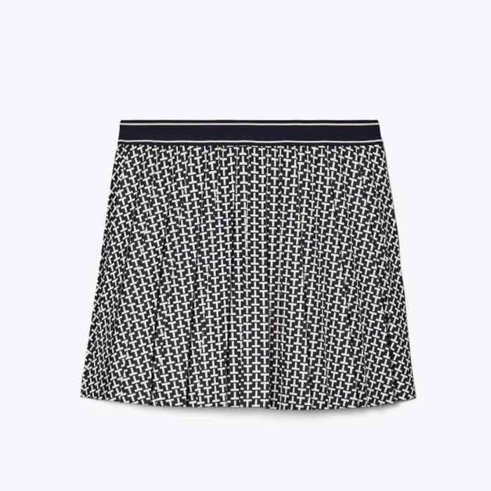 Tory Burch Printed Tech Twill Pleated Skirt