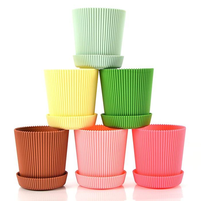 Truedays 4.5'' Set of 6 Multicolored Circle Flower Plant Pots