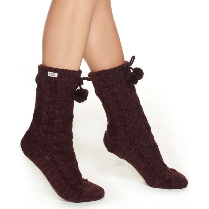 Ugg Pom Fleece Lined Crew Sock