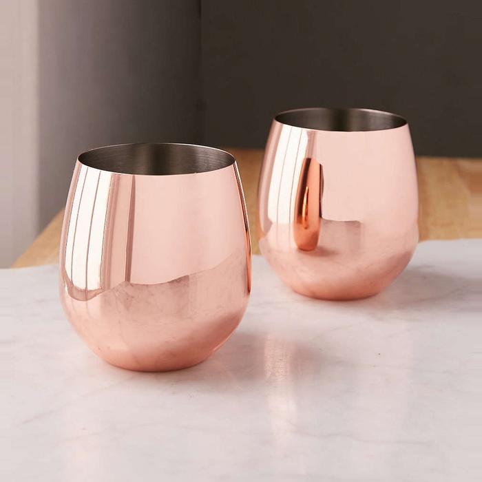 Urban Outfitters Copper Stemless Glasses Set