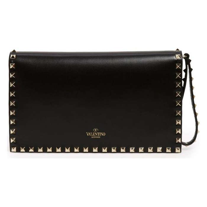 Valentino Garavani  Rockstud Leather Flap Clutch