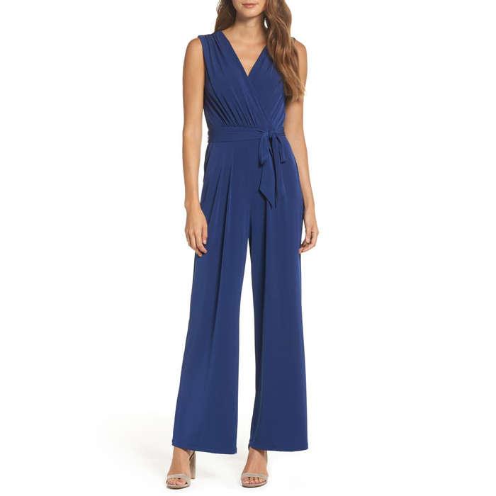 Vince Camuto Faux Wrap Jersey Jumpsuit