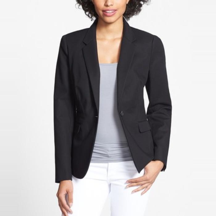 Vince Camuto Stretch Cotton One-Button Blazer