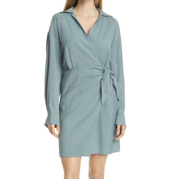 Vince Wrap Front Long Sleeve Shirtdress