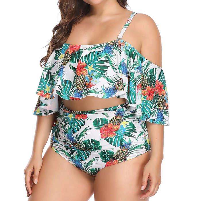 Wavely Daci Plus Size Two Piece Ruffle Swimsuit