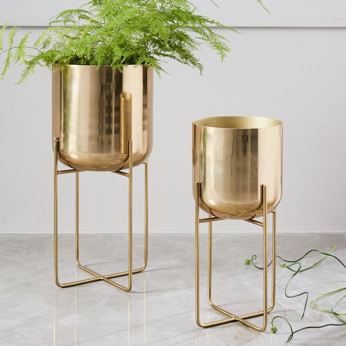 West Elm Spun Metal Standing Planter