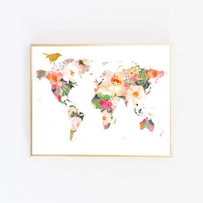 WordsAndConfetti World Map Wall Art Print