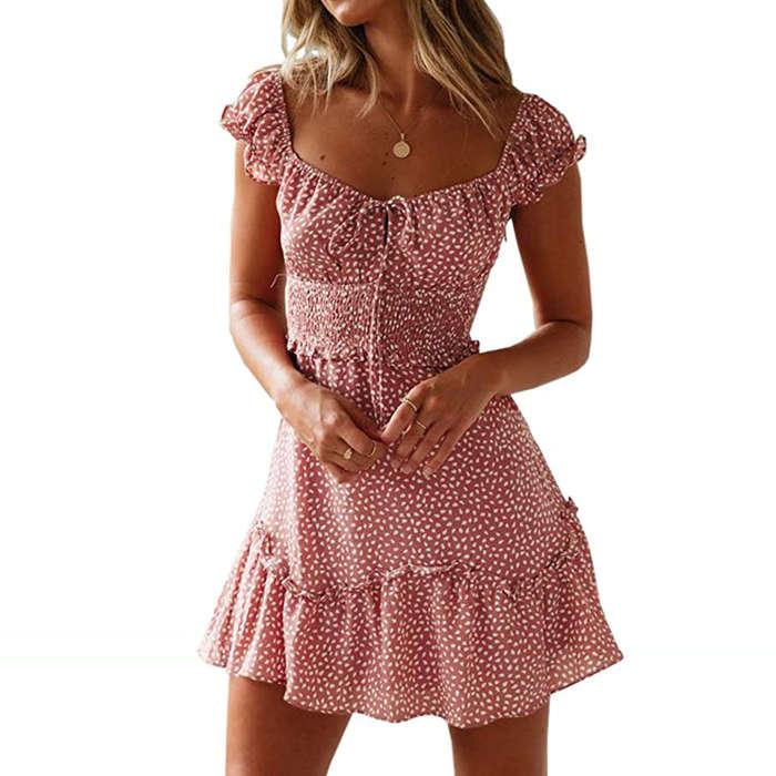 Yobecho Ruffle Sleeve Sweetheart Dress